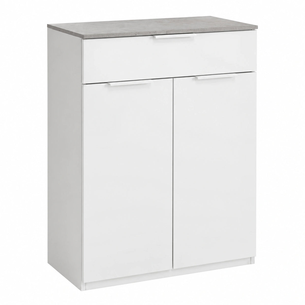 Scarpiera Moderna con Cassetto e Ante, 90x108x35 cm, Bianco e Cemento, Made in Italy