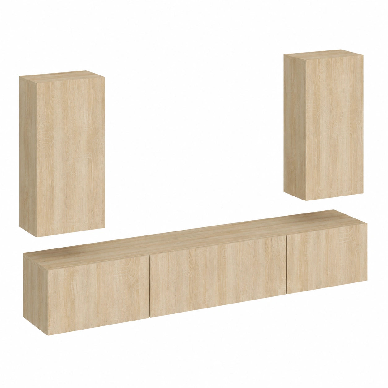 Composizione Mobile TV in Legno Moderna, Set di 4 Pezzi, Rovere Sonoma, 80x30x30 cm