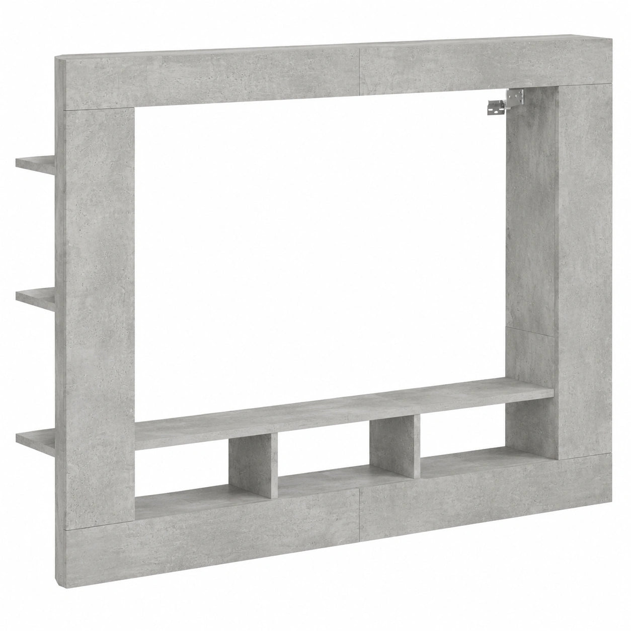 Mobile TV Moderno da Parete in Multistrato Grigio Cemento con 3 Scomparti - 152x22x113 cm