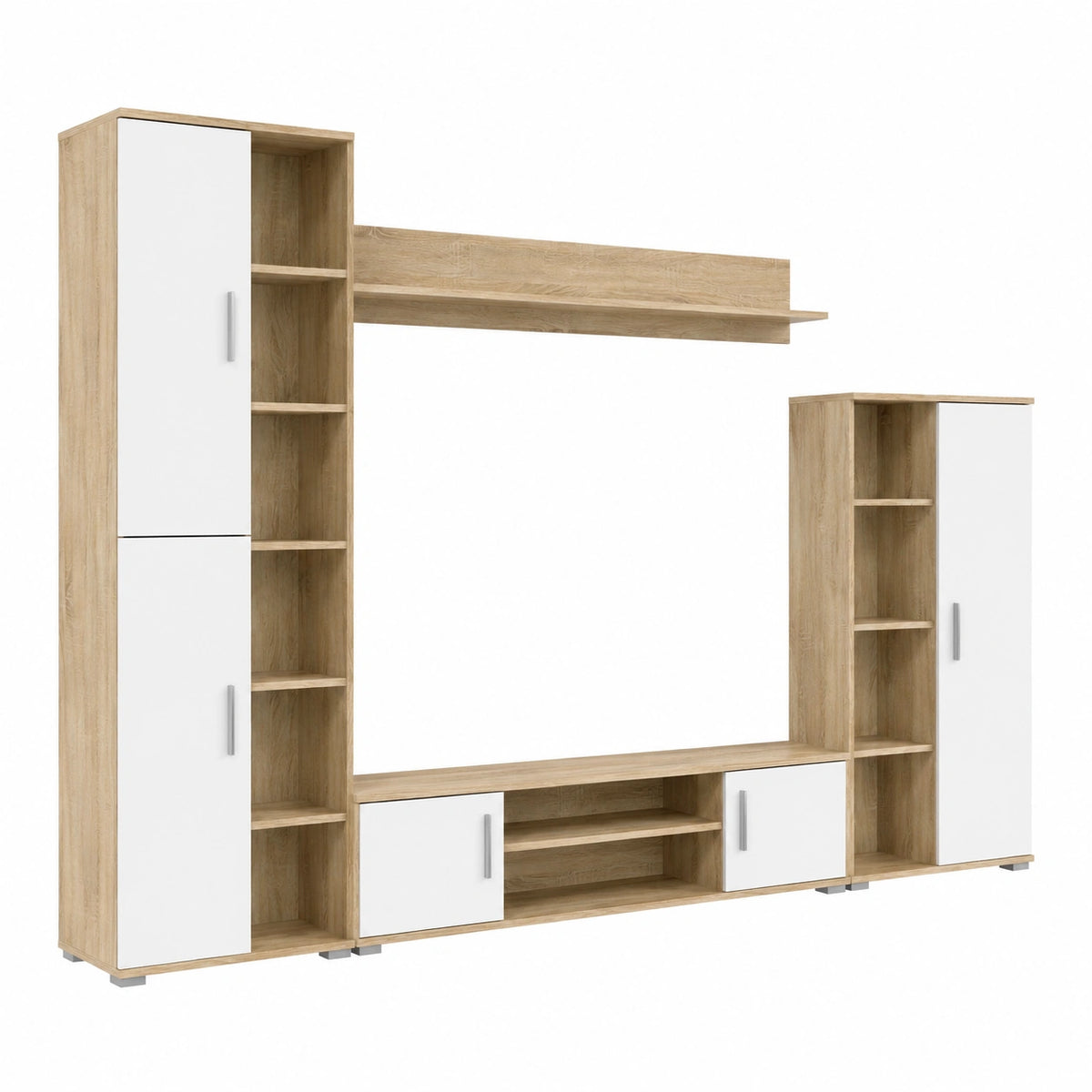 Parete Attrezzata Porta TV con LED, Rovere Sonoma e Bianco per Soggiorno Moderno