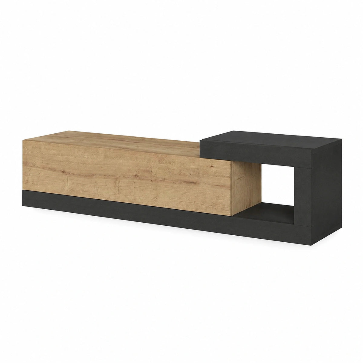 Mobile Porta TV Sospeso con Anta e Scomparto a Vista, 150x29,5x38,5 cm, Rovere/Antracite