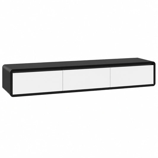 Mobile TV Sospeso Moderno, Centro Intrattenimento da Parete in Bianco e Nero, 120 cm per Soggiorno e Camera