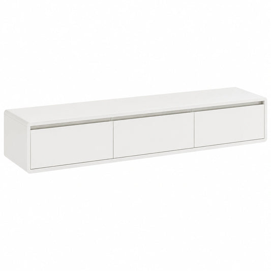 Unità TV da Parete Sospesa Moderna, Mobile per Soggiorno e Camera da Letto, 120 cm, Colore Bianco