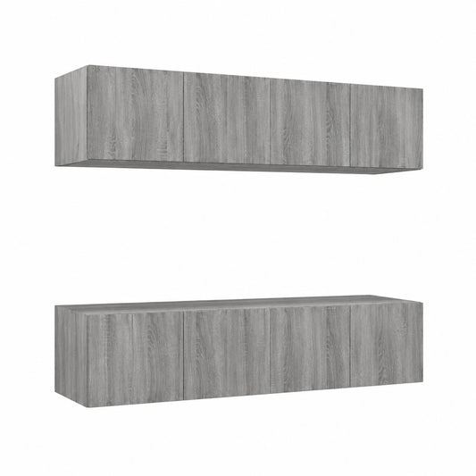 Set Mobili TV Moderni 4 pz in Legno Grigio Sonoma, Arredo Soggiorno con Base 80x30x30 cm