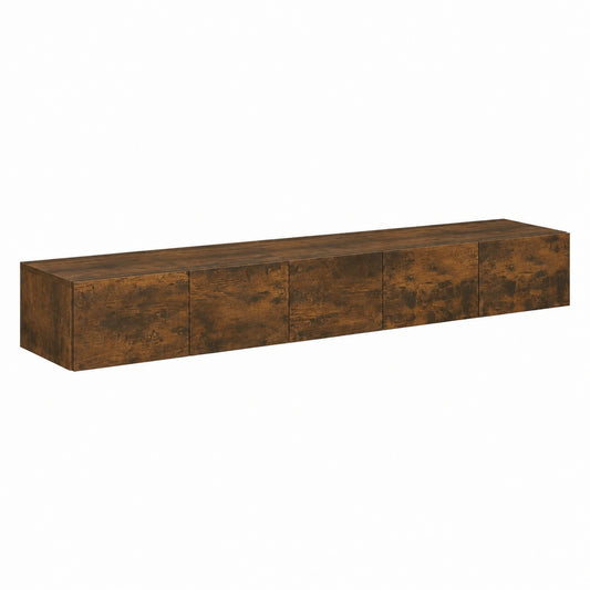 Mobile TV Moderna in Legno 3 Pezzi, Parete Attrezzata Soggiorno Rovere Fumo, Base per Sala 100x30x30 cm