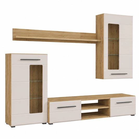 Mobile Soggiorno Magisano in Rovere e Cashmere con Vetrine e Porta TV
