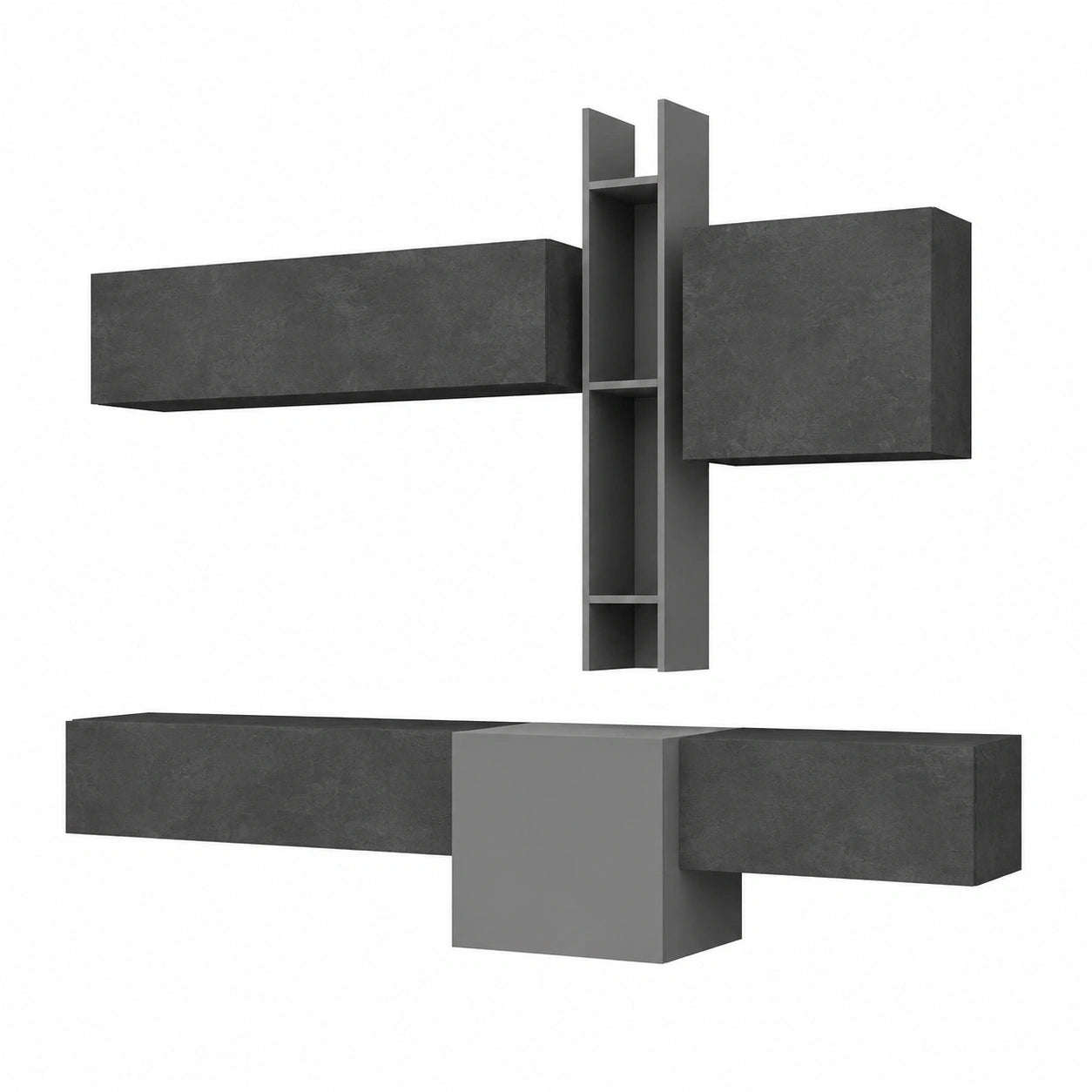Libreria Moderna REDÒKASA Infinity per Soggiorno - Design Italiano - Kit 12 Ardesia/Piombo
