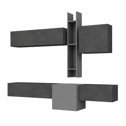 Libreria Moderna REDÒKASA Infinity per Soggiorno - Design Italiano - Kit 12 Ardesia/Piombo