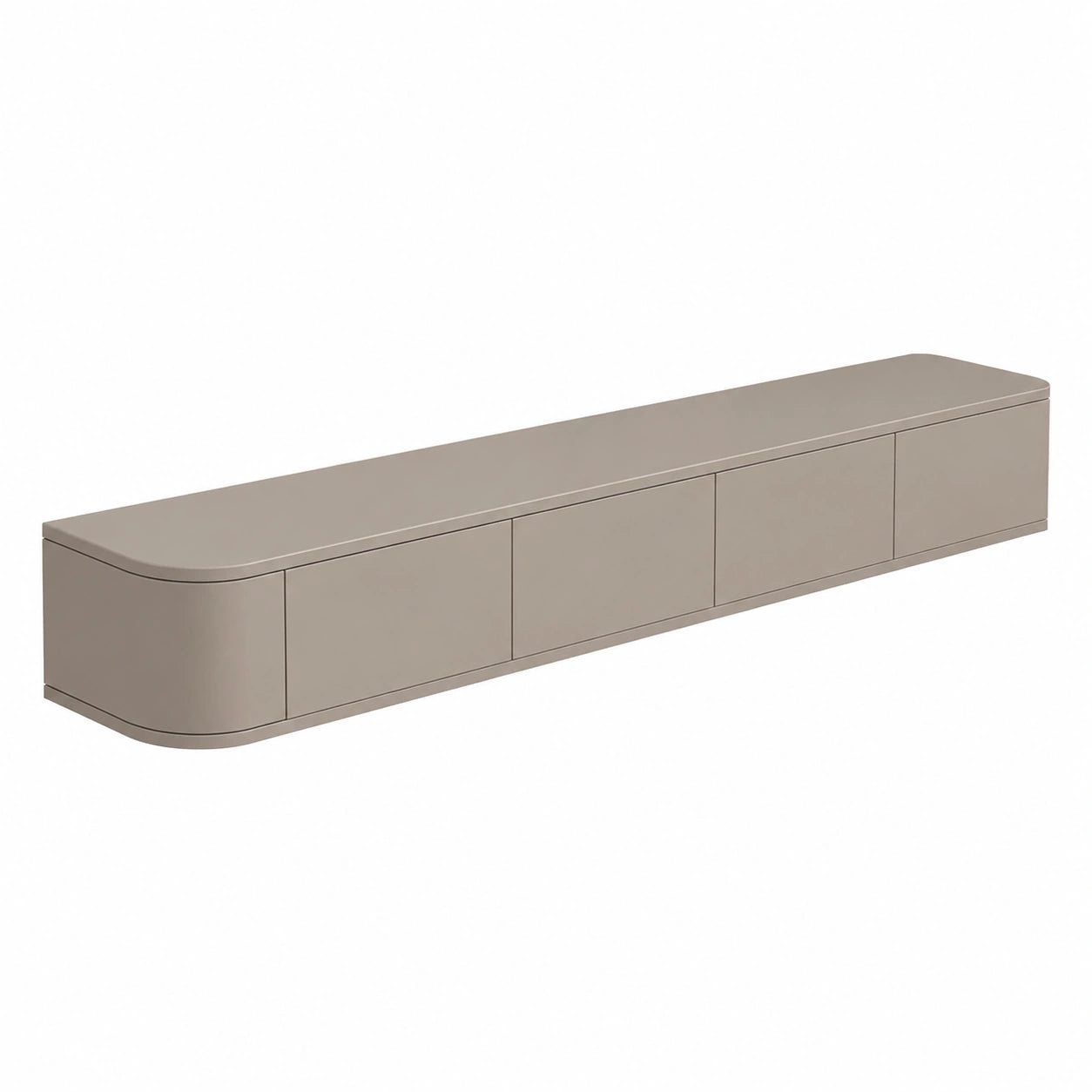 Mobile TV sospeso moderno con ante, 260 cm, finitura cachi
