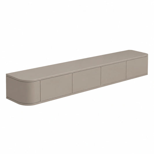 Mobile TV sospeso moderno con ante, 260 cm, finitura cachi